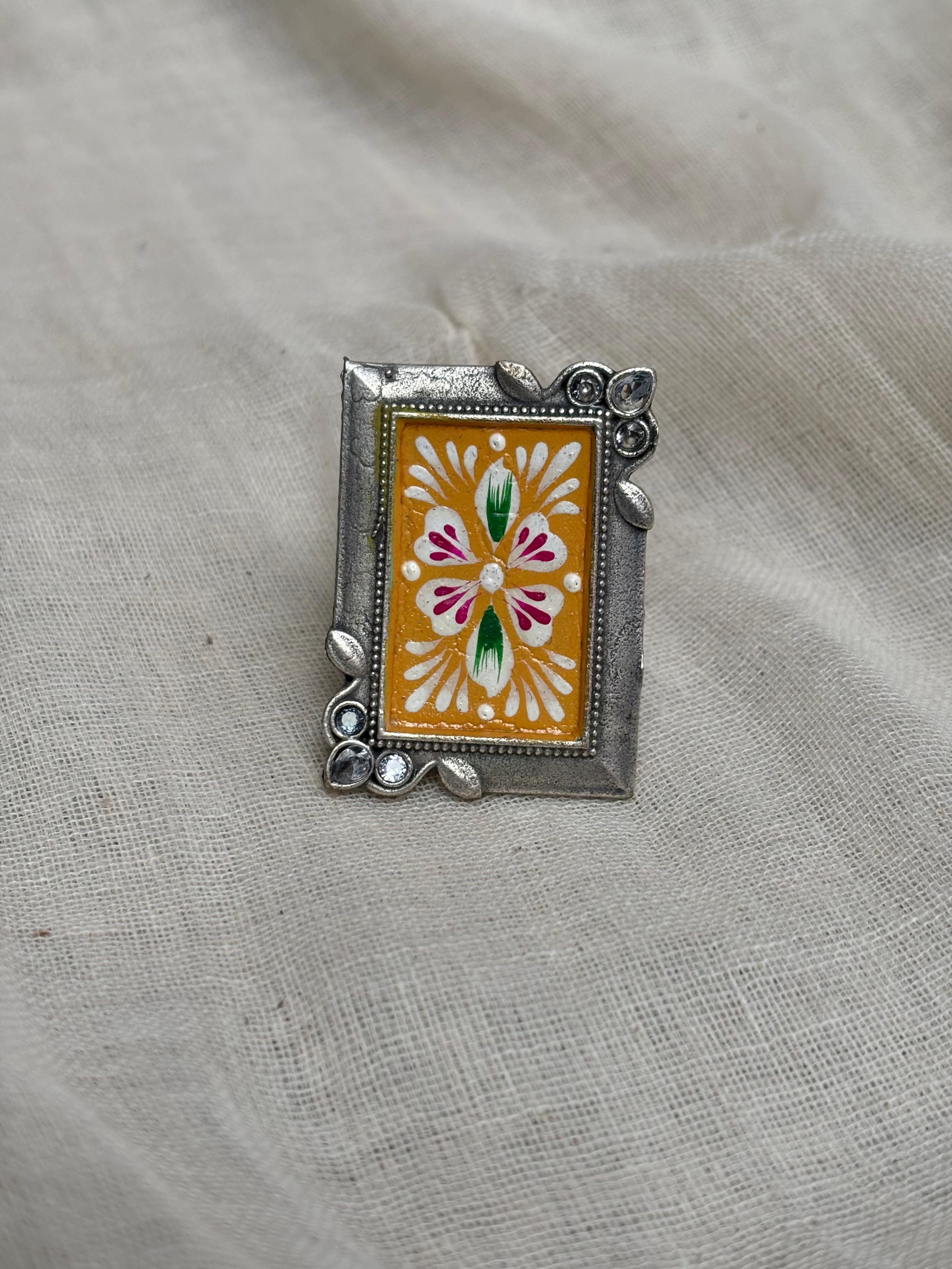 Yellow hand painted ring