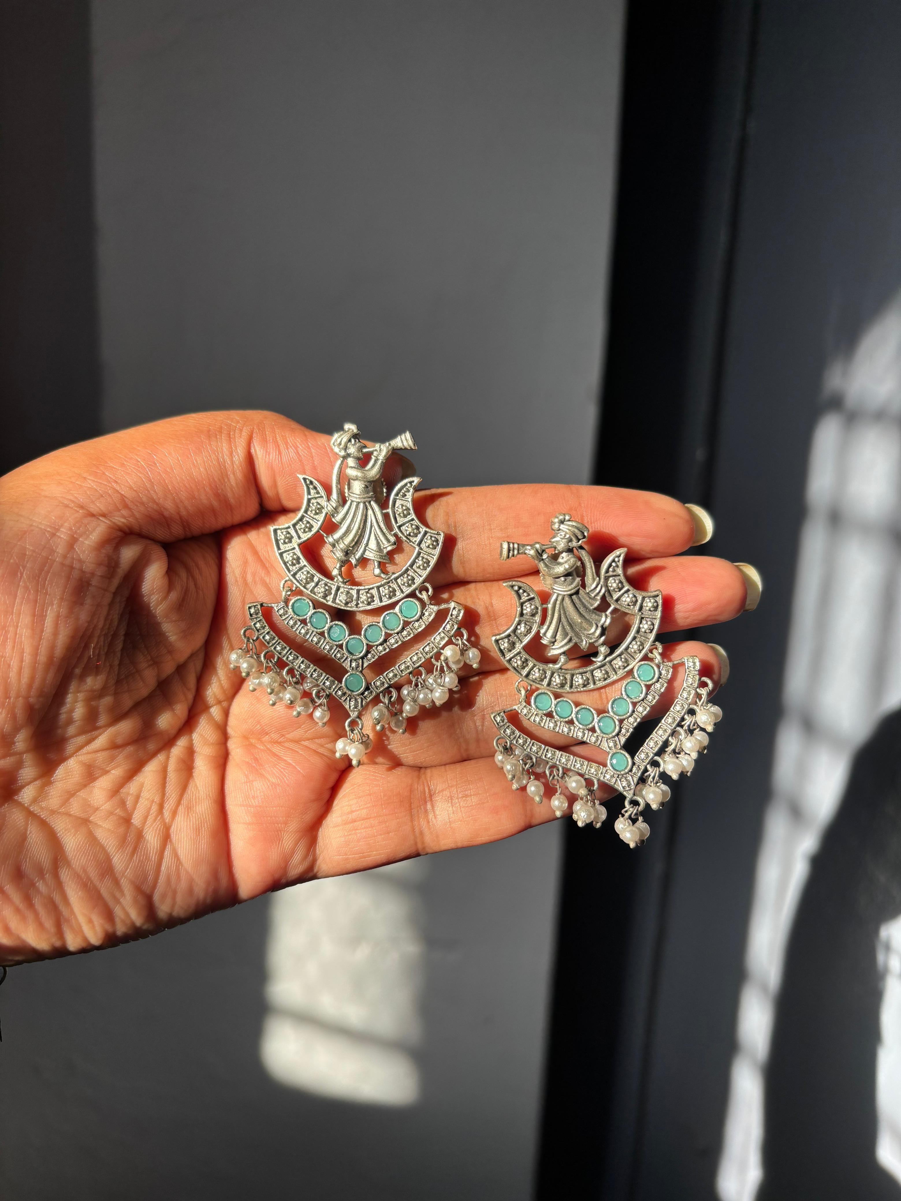 Shehnai brass earrings