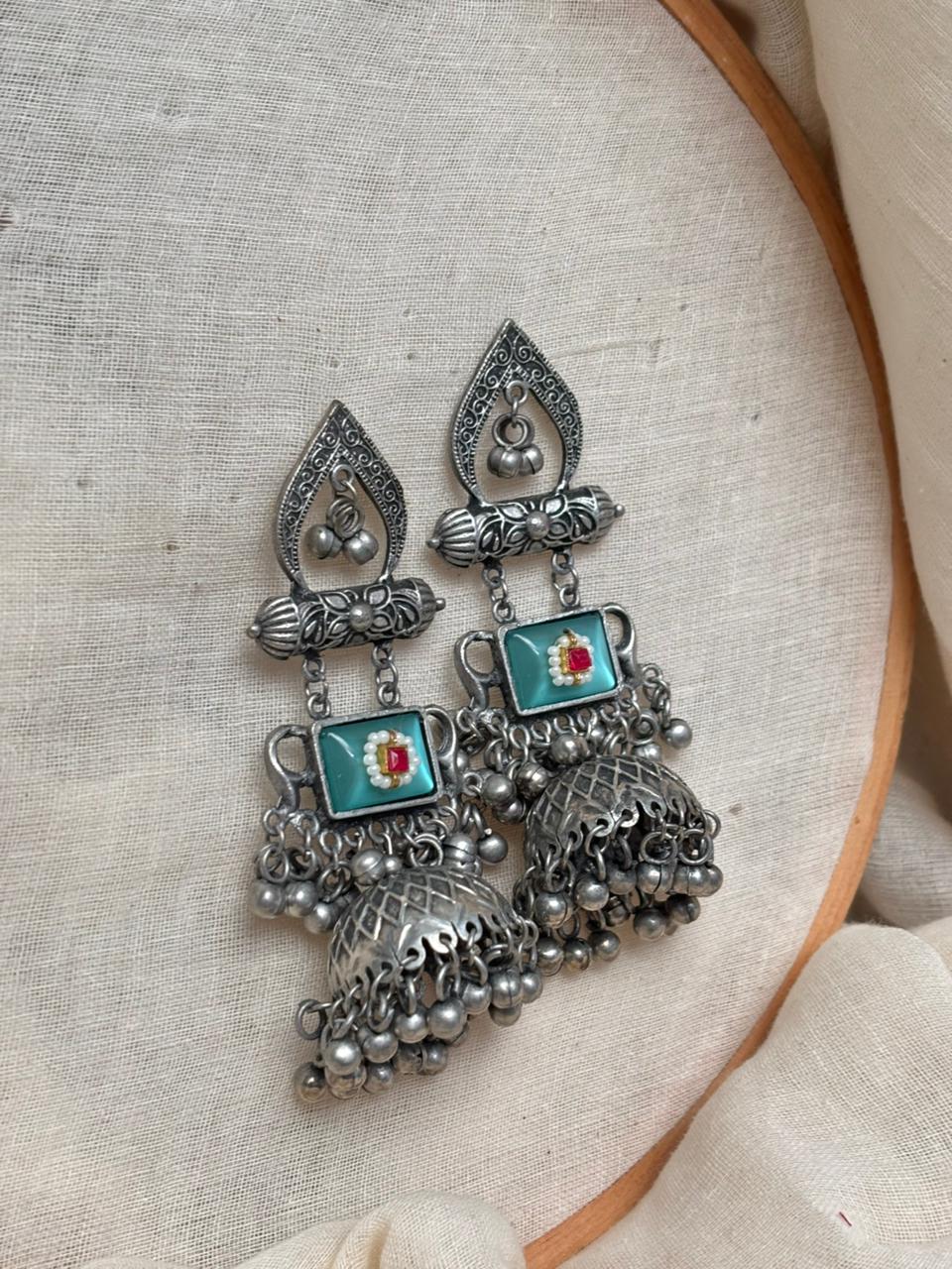 Meena jhumka earring