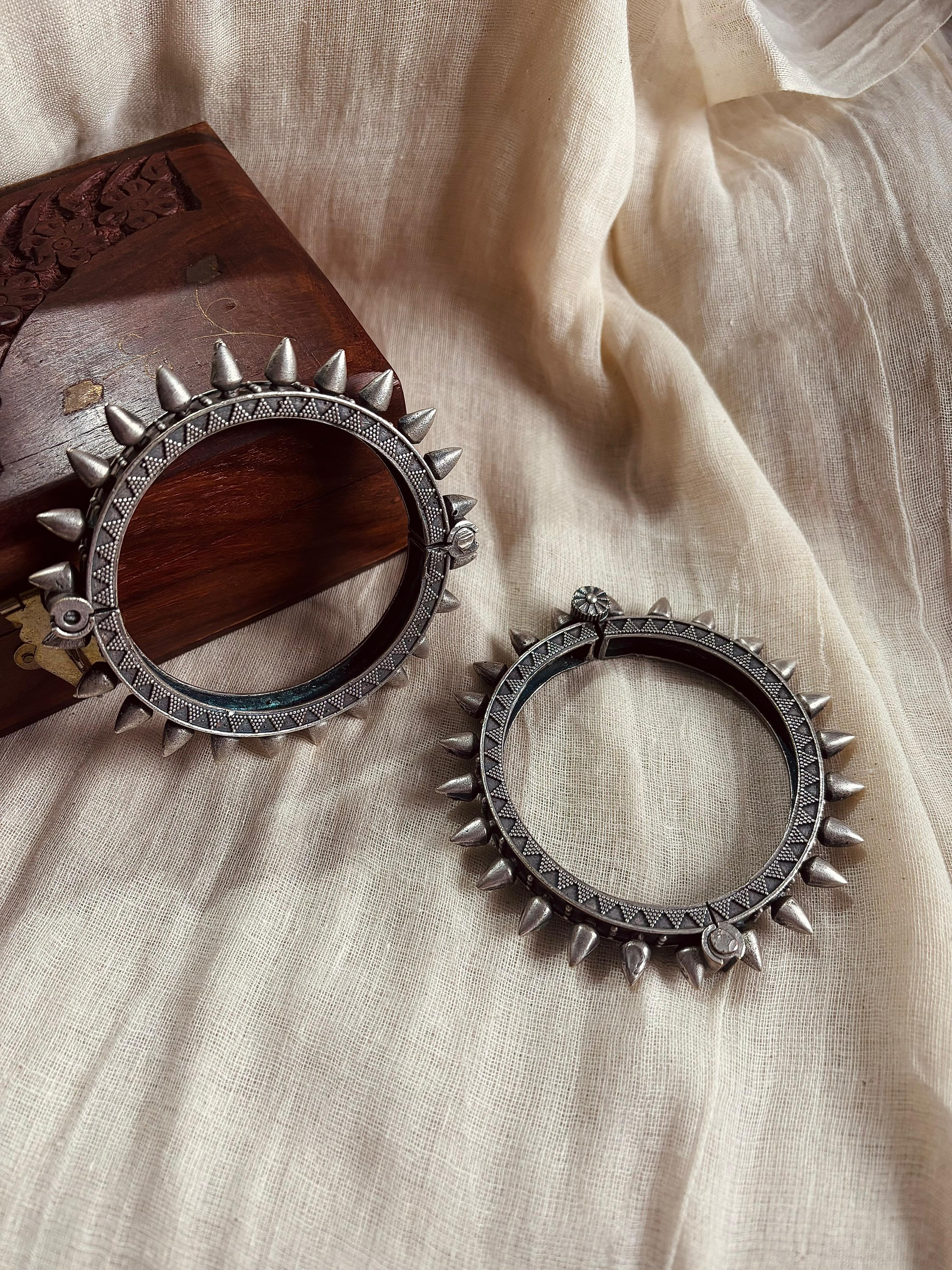 Spiked german silver bangle