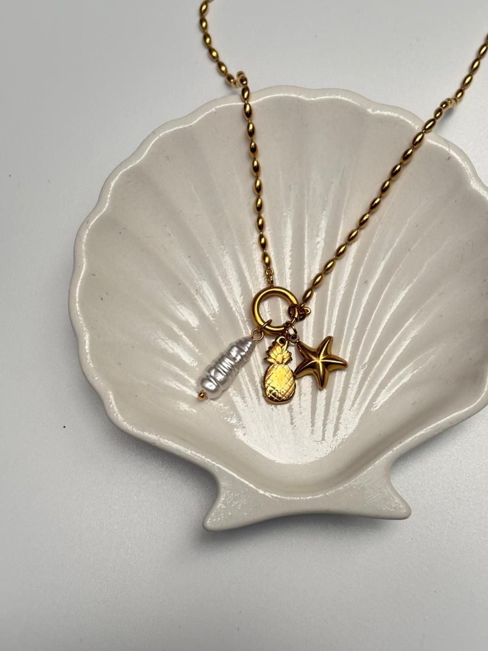 Pineapple star charm necklace