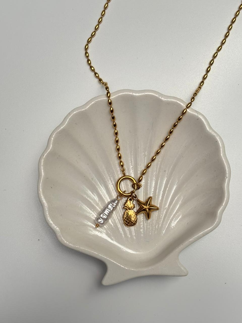 Pineapple star charm necklace