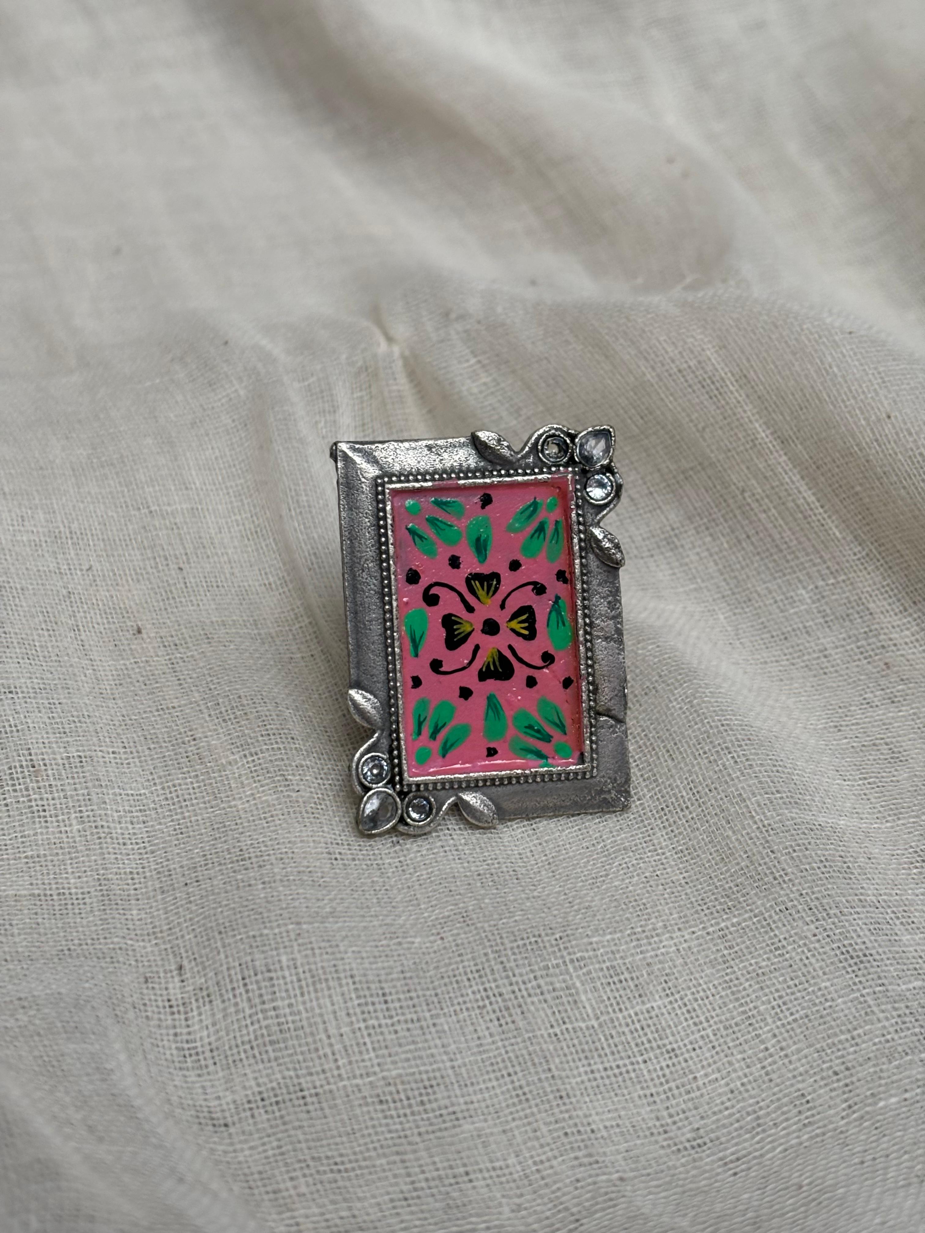 Pink handpainted ring