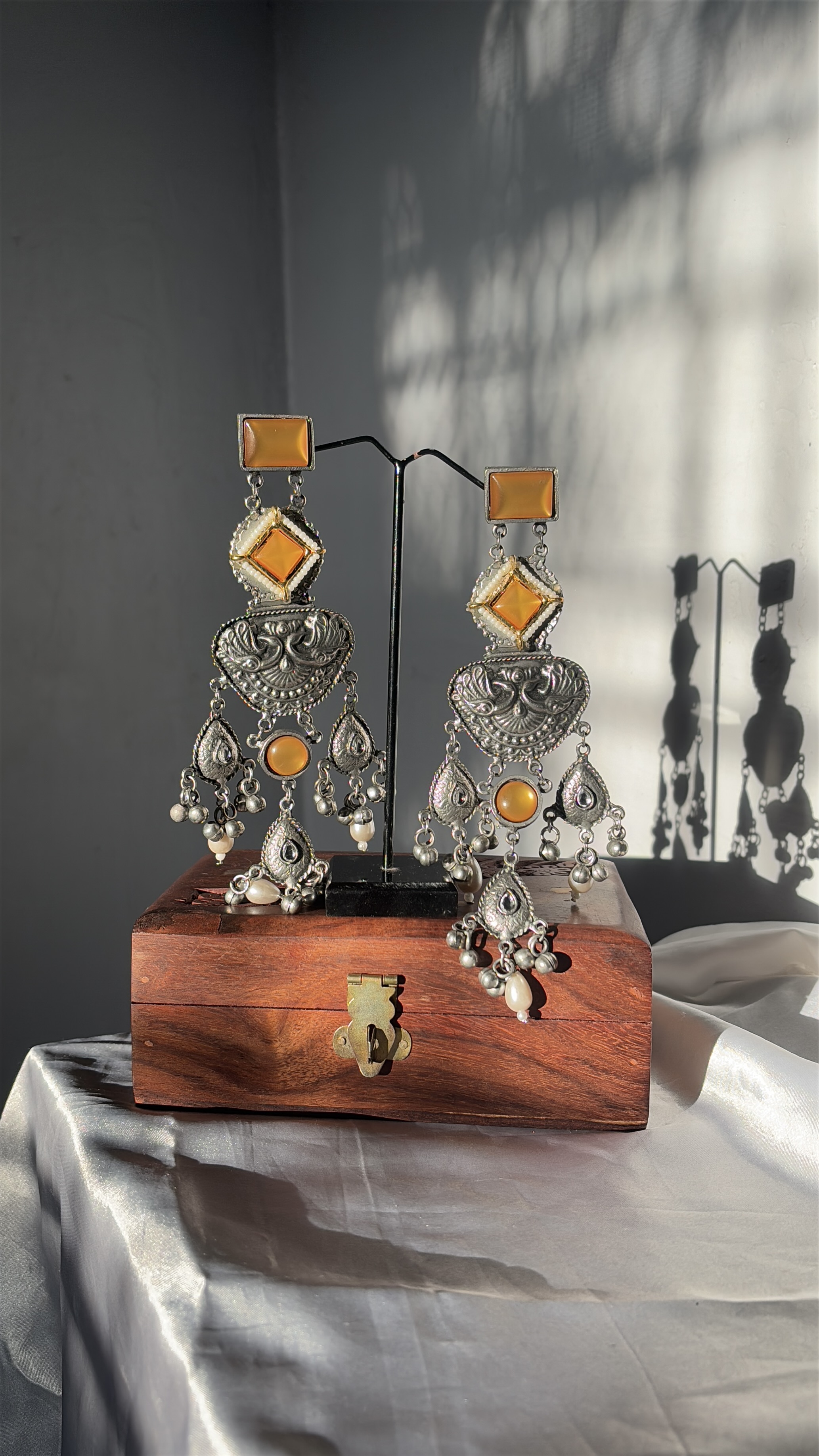 Sheesh yellow jhumkas 