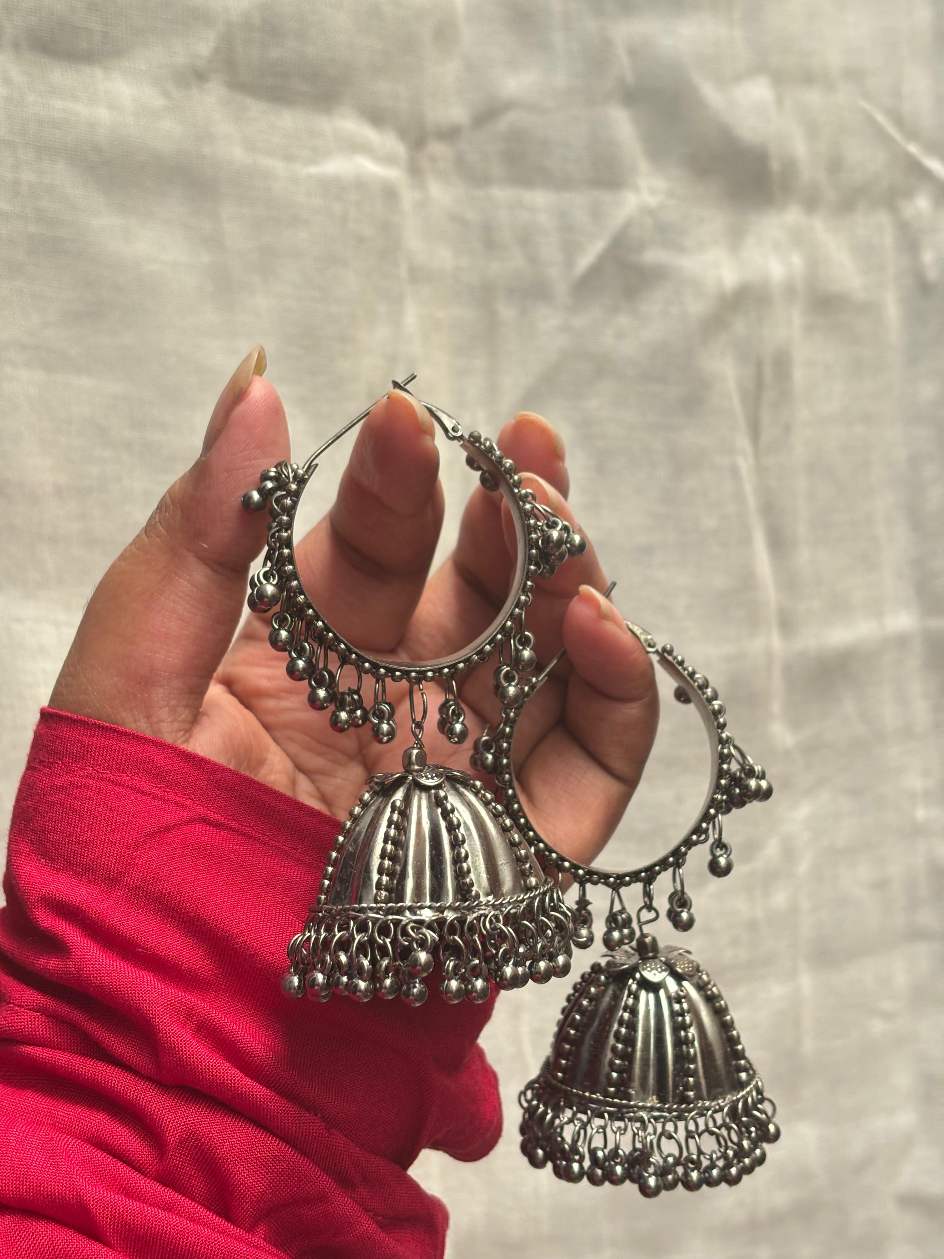 Black oxidised jhumka