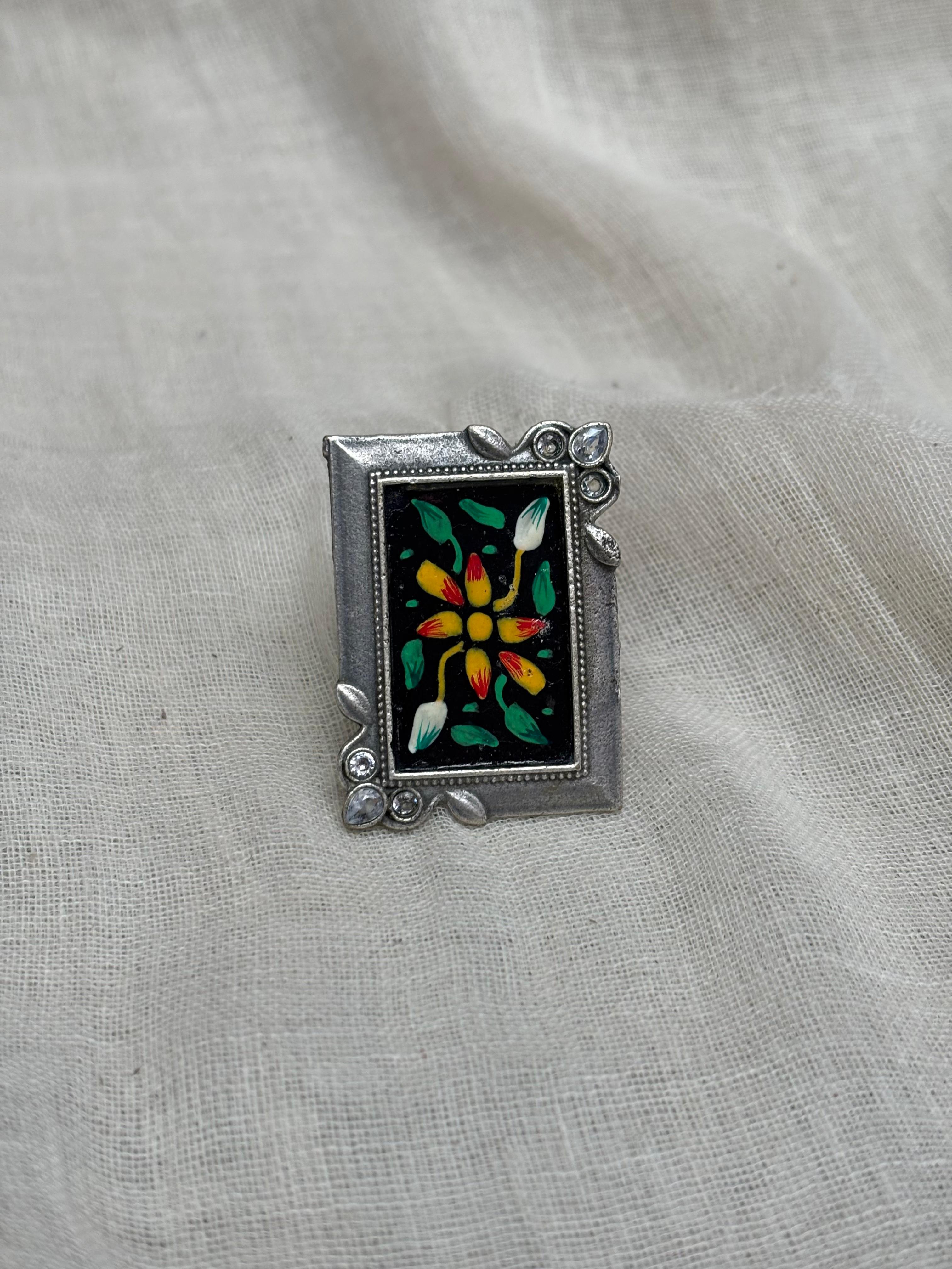 Black hainpainted ring