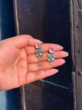 Pink & pastel green Diamond leaf stud